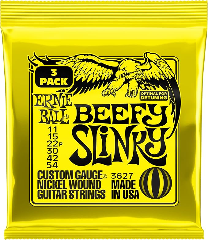 Ernie Ball Beefy Slinky Nickel Wound Electric Guitar Strings 3-pack, 11-54 Gauge (P03627)