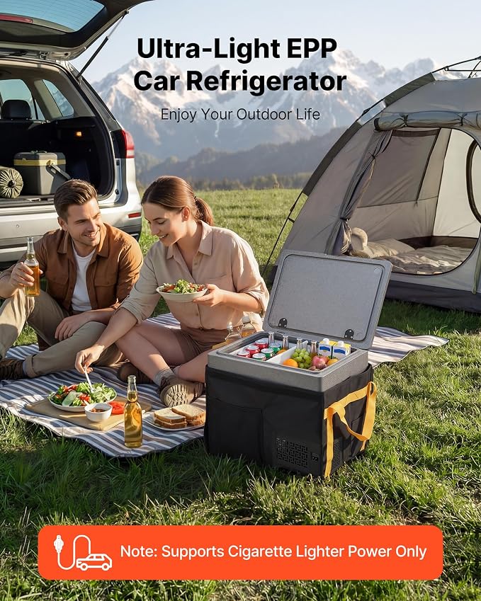VEVOR 12 Volt Refrigerator, 42.3 QT/ 40L Car Fridge, Portable Ultra-Light EPP Freezer, APP Control Electric Compressor, 12V/24V DC, 14℉ to 50℉, for Truck Van RV SUV Boat Travel Camping ASIN B0GZB65DNP