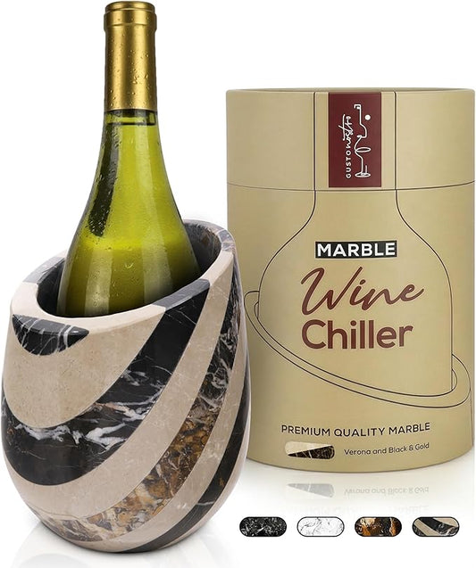 Gusto Nostro Marble Wine Chiller Bucket - 750ml Wine Bottle Cooler and Champagne Chiller for Party, Kitchen, Bar Cart Decor to Chill & Keep Bottles Cold - With Unique Wine Lovers Gift Box