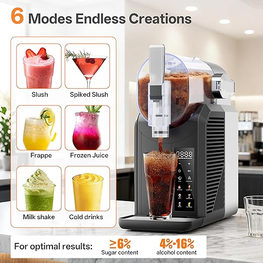 Slushie Machine, 2L/68oz Slushy Machine for Home & Party | Frozen Drink Machine with Self‑Cleaning, No Ice Needed, Ideal for Margaritas, Frappés, Milkshakes