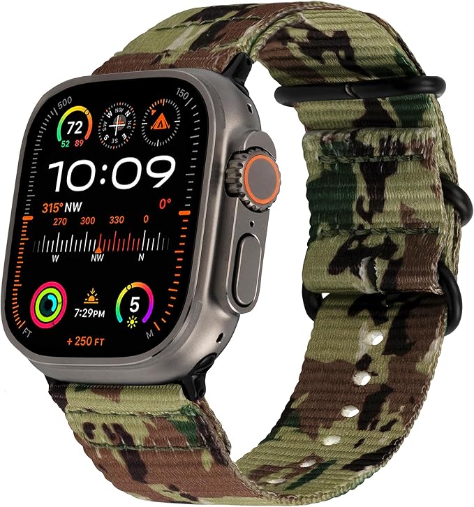 Hiking Trail Nylon Band | The Original Rugged Compatible with Apple Watch Band for Men & Women - Soft, Breathable, Woven Water-Resistant Nylon Mens iWatch Strap | Fits Ultra 3 2 1, Ultra 49mm & All Series 46mm 45mm 44mm (Stealth Camo)