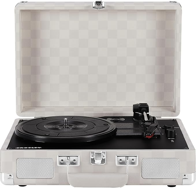Crosley CR8005F-AC Cruiser Plus Vintage 3-Speed Bluetooth in/Out Suitcase Vinyl Record Player Turntable, Almond Checkerboard