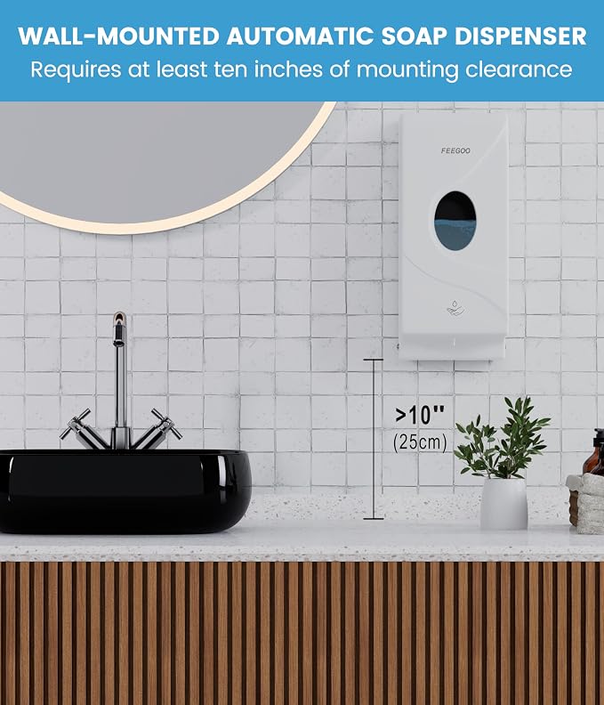 Automatic Wall Mounted Soap Dispenser, 27 fl oz / 800 ml Touchless Refillable Soap Dispenser for Commercial Restrooms, Offices, Hotels, Restaurants and Kitchens