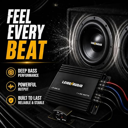 500 Watts MonoBlock Amplifier, Class D, 1 Ohm Stable Subwoofer Amplifiers for Car Audio Speakers