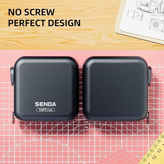 SENDA Self-Locking Tape Measure 10FT/3M, Compact Square Design Small Measuring Tape with High Rigidity, No Back Clip, Wear & Shock Resistant for Home, DIY, Industrial Use (10Ft)