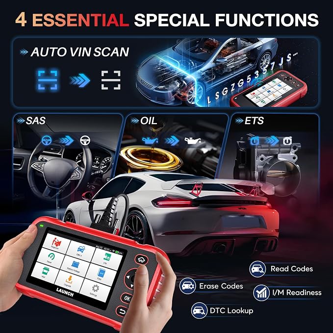 LAUNCH CRP123E Plus OBD2 Scanner, All System Car Diagnostic Scan Tool with Oil Reset, SAS Calibration, Throttle Adaptation,Support FCA,Lifetime Free Update