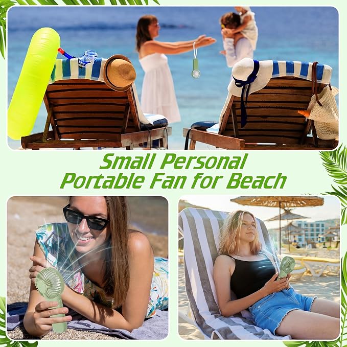 Sumind 12 Pcs Small Personal Portable Fan Mini Handheld Bulk 1 Speed Electric Cute Battery Powered for Neck Lash Makeup Women Men Travel Camping Indoor Outdoor Summer (Green)