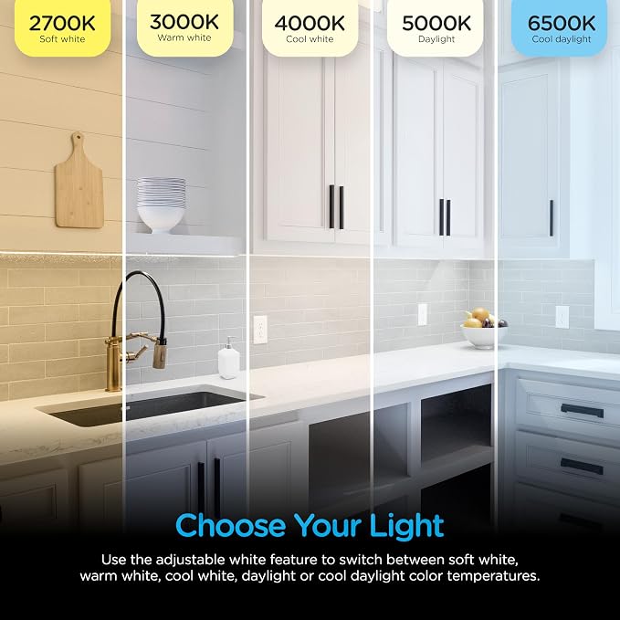 Enbrighten 18 inch Plug-in Under Cabinet Lights, 1245 Lumens, Five White Settings from (2700K-6500K), Full Range Dimmable, One-Touch Sync Control, Linkable Under Counter Lights for Kitchen 82785-T1