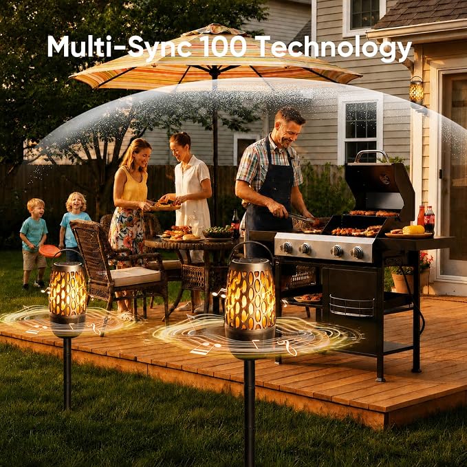 Outdoor Bluetooth Speaker with Flame Lights with IPX6 Waterpoof,10W HD Stereo Sound, Bluetooth 5.3 Led Flame Speaker,Decorations for Party Garden Patio (1 Pack)