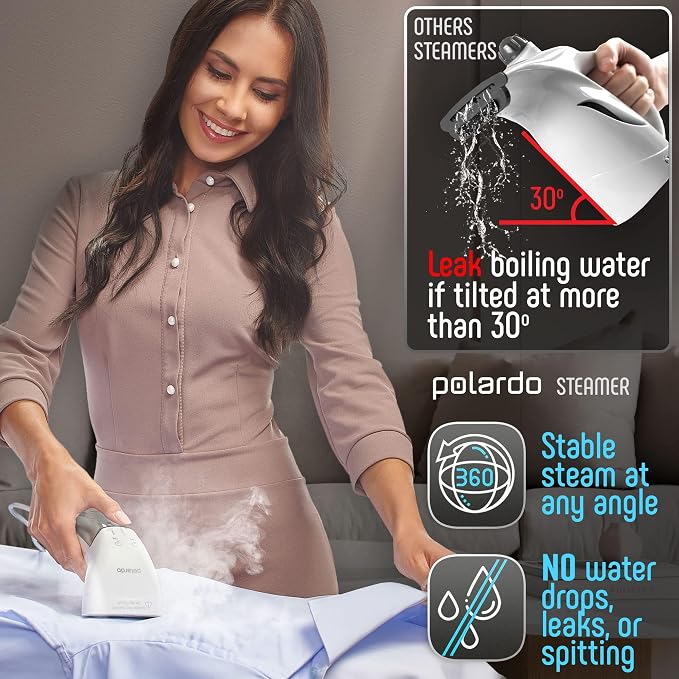 Portable Travel Garment Steamer for Clothes, Metal Steam Head, 25s Heat Up, Pump System, Mini Size, Handheld Steamer for Any Fabrics, No Water Spitting, 120V