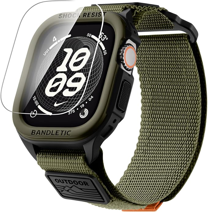 Bandletic Rugged Case with Band Compatible with Apple Watch 49mm(Ultra 3/2/1),46mm(Series 11/10), 45mm(Seriess 9/8/7),44mm(SE3/SE2/SE/6/5/4), Protective Cover Sport Accessories for iWatch Men