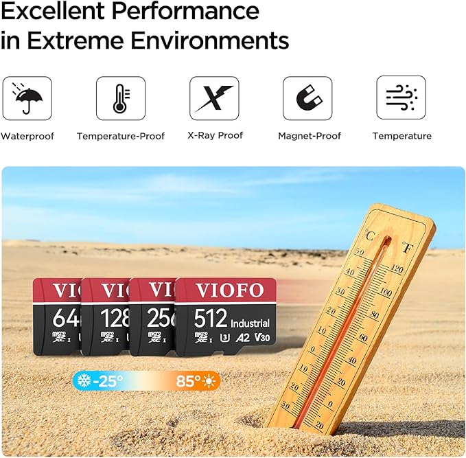 VIOFO 256GB Industrial Grade High Endurance microSDXC Card for Dash Cam & Security Camera, U3 A2 V30, up to 100MB/s, 4K UHD & Continuous Loop Recording, High Temperature Resistant, Adapter Included