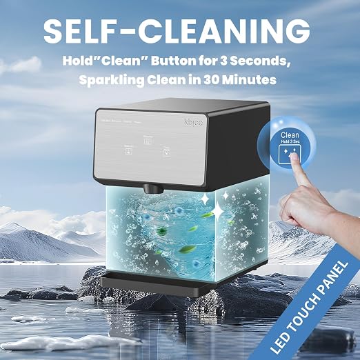 Countertop Nugget Ice Maker with Chewable Soft Ice, 35lbs/24Hrs High Capacity, Self-Cleaning & Automatic Dispensing, Quiet 45dB Operation for Home/Office/Bar (BPA-Free, LED Touch Panel)