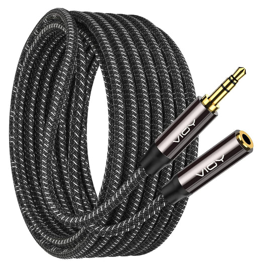 VIOY Headphone Extension Cable 10 FT,[Copper Shell, Hi-Fi Sound] 3.5 mm Male to Female Stereo Audio Cable Nylon Braided Aux Cord for Smartphones, Tablets, Media Player