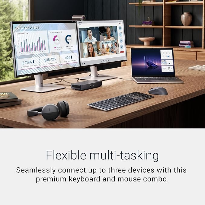 Dell Premium Wireless Keyboard and Mouse - KM720 - USB wireless receiver, 12 programmable keys of F1-F12, Mouse Buttons Qty 7, DPI. 1000, 1600 (default), 2400, 4000, Advanced Exchange Service - 1 year