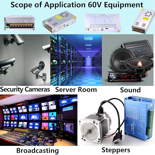 DC 60V 10A 600W Switching Power Supply Adapter 110V AC to 60V DC Converter Power Supply Transformer SMPS for 60Volt Drive Sensor System Lamp Meter Controller Servos Electric Motor
