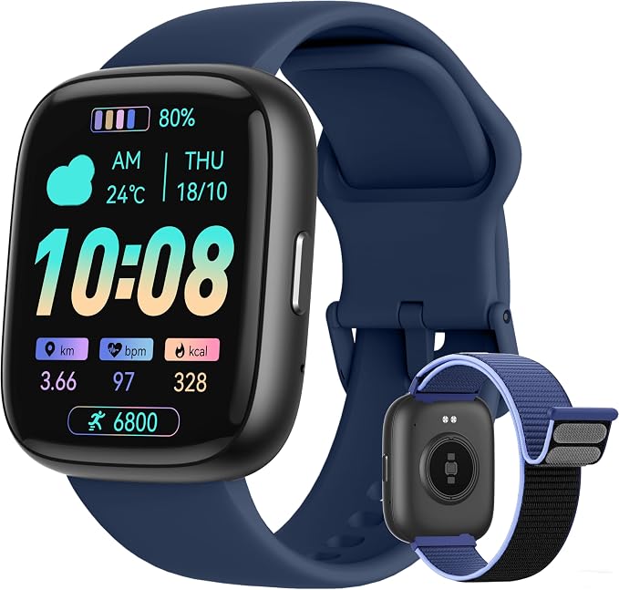 Smart Watch for Women Men, 2026 Upgrade Smartwatch [2 Bands, 44mm case], 1.83" Fitness Tracker Watch Alexa Built-in, Make/Answer Call, HR Sleep Stress Monitor, IP68 Waterproof Step Counter Watch