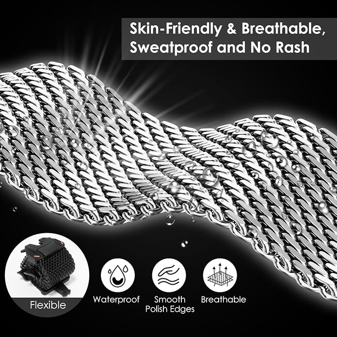 WINGLE Milanese Loop for Apple Watch Band Ultra 3/2/1 Band Ultra 49mm Series 11 10 46mm 45mm 44mm SE 3/2/1 Series 9 8 7 6 5 4 3 Men Women,Parachute-Style Buckle Stainless Steel Mesh Metal iWatch Bands