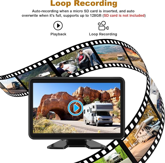 Wired Backup Camera System with 10.1" Touch Monitor, 4 HD 1080P Rear View& Side View Cameras, 4 Split Screen, Night Vision, IP68 Waterproof Back up Camera for Truck/RV/Trailer/Bus/Tractor..