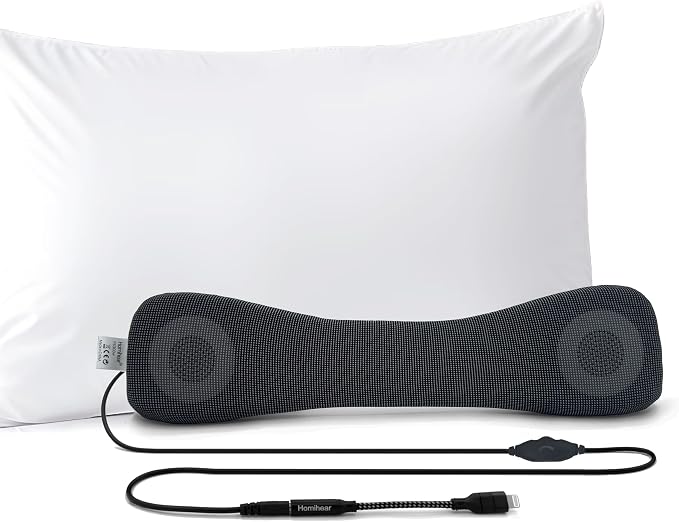 Somnus - Wired Pillow Speaker for Sleeping, Lightning & Aux Support, Sleep Headphones, Volume Control, Audio Books and Podcasts, Slumber Music Pillow, for iPhone 14-6 Series.