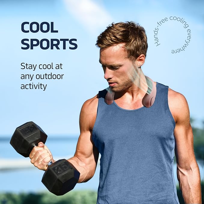 NEXAIR Portable Neck Fan Hands Free Cooling Lightweight Bladeless Neck Fan, 3 Speeds, 2400mAh Battery, 5H Runtime Pink