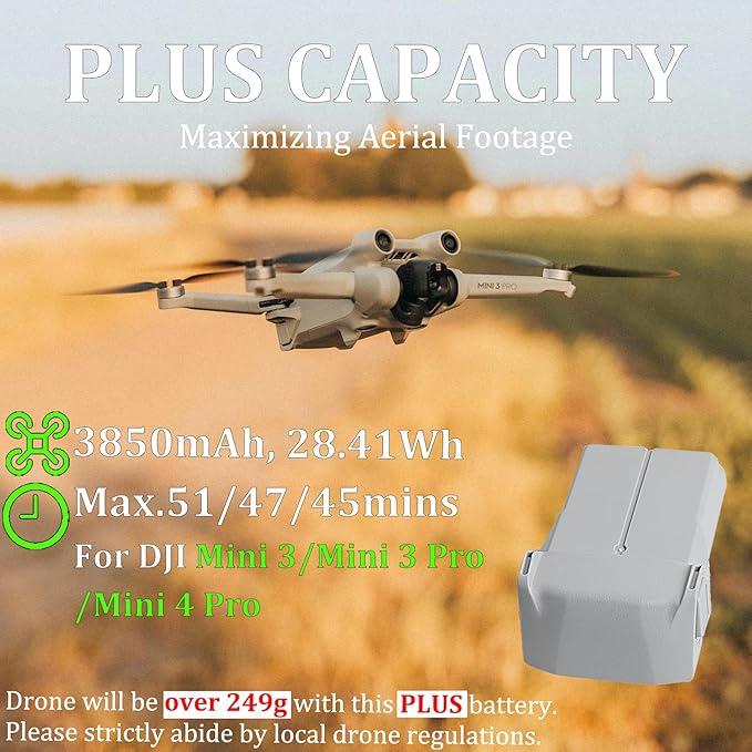 Mini 4 Pro Battery Plus for DJI, 2 Pack 3850mAh-7.38V Intelligent Flight Battery Plus for DJI Mini 3 Pro Series Drone Replacement