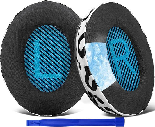 SoloWIT Cooling-Gel Earpads Cushions for Bose Headphones, Replacement Ear Pads for Bose QuietComfort 15 QC15 QC25 QC2 QC35/Ae2 Ae2i Ae2w/SoundTrue & SoundLink Around-Ear & Around-Ear II - Snow Leopard