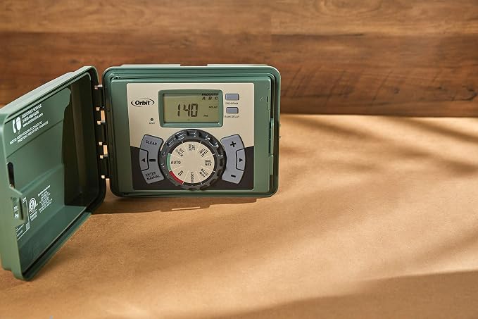 Orbit 4-Station Outdoor Swing Panel Sprinkler System Timer - for Residential Lawn Watering - Multi-Station Irrigation Controller - Custom Watering Intervals - Indoor/Outdoor Installation - 57894