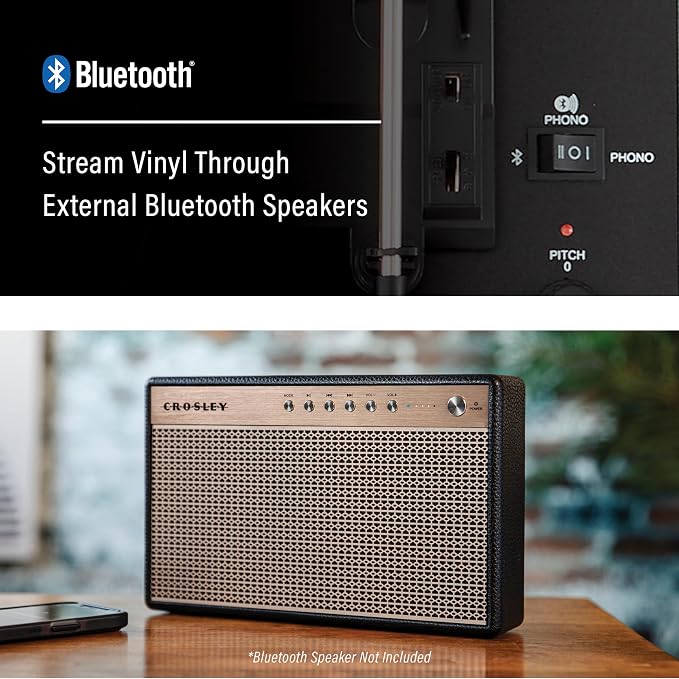 Crosley CR8017B-FL Voyager Vintage Portable Vinyl Record Player Turntable with Bluetooth in/Out and Built-in Speakers, Floral