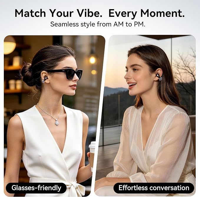 Linklike Most Comfortable Jewelry Open Ear Clip-on Earbuds with Zircon Earrings [All-in-One Storage] [Patented 0-Pressure] [Longest 70H Playtime] [Master-Tuned Hi-Res LDAC] Ideal Gift for Women, Gray