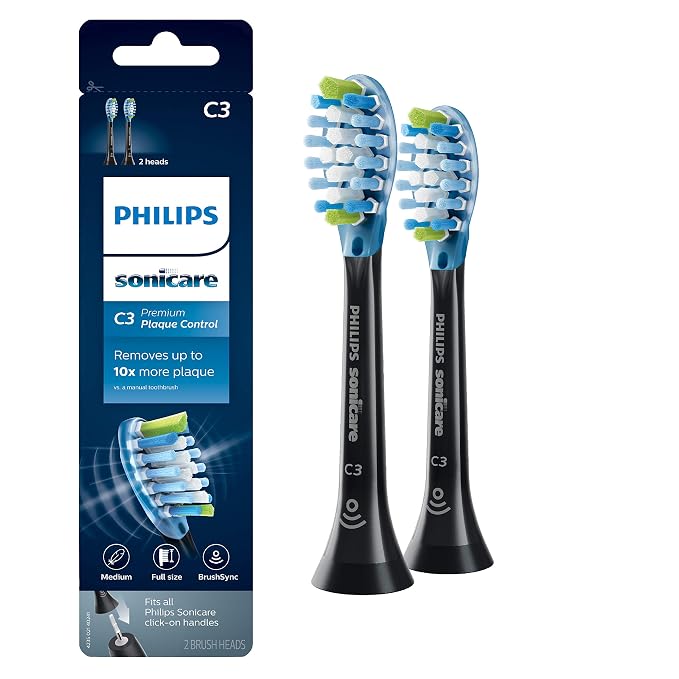 Philips Sonicare Genuine C3 Premium Plaque Control and C2 Optimal Plaque Control Toothbrush Heads Bundle (5 Brush Heads)