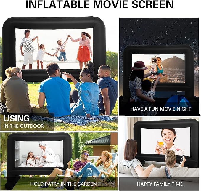 GZKYYLEGS 16ft Inflatable Movie Screen Outdoor Projector Screen with Air Blower Storage Bag - Front/Rear Projection, Easy Set Up Blow Up Screen for Backyard Movie Night, Theme Parties, Celebrations