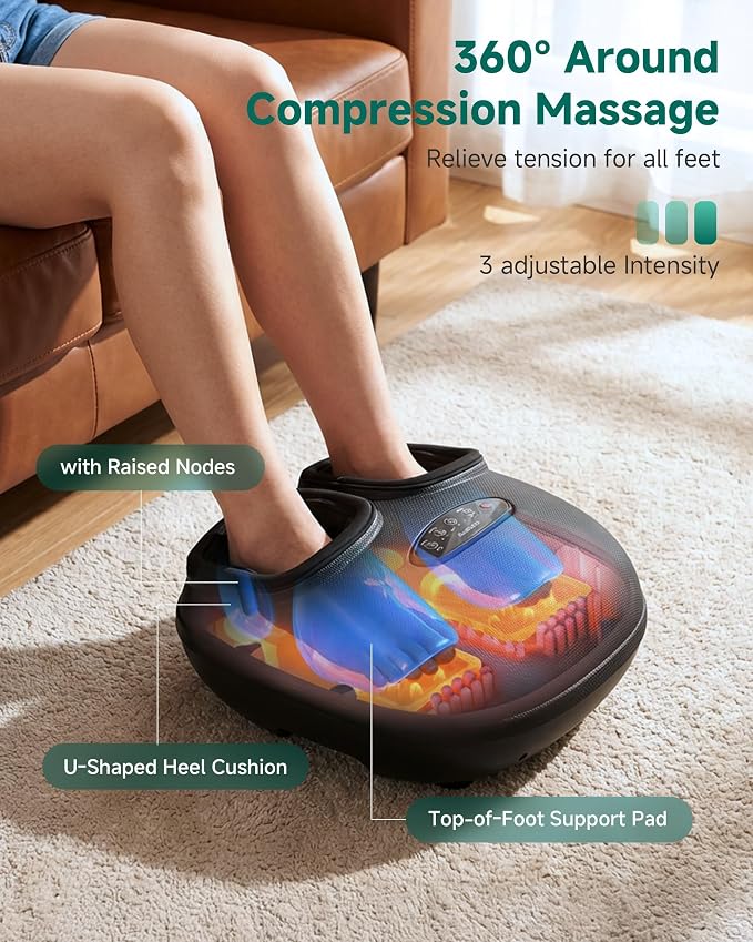 Snailax 2026 Shiatsu Foot Massager with Heat, Deep Kneading, Compression, Vibration,FSA Eligible Hsa Electric Feet Massage Machine for Plantar Fasciitis,Neuropathy, Gifts for Father, Dad