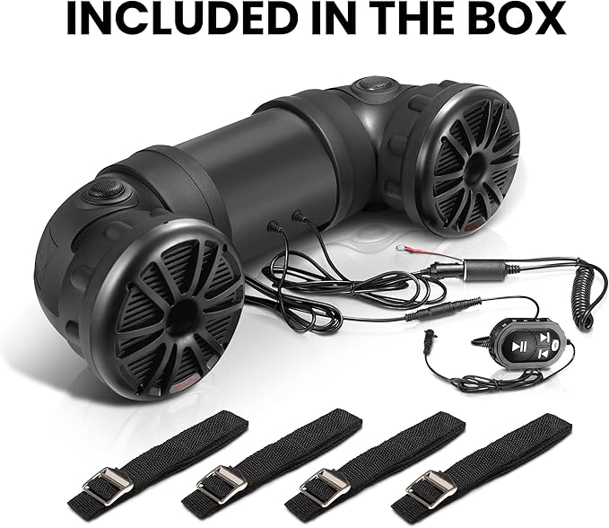 BOSS Audio Systems ATV25B ATV UTV Sound System - 6.5 Inch Speakers, 1.5 Inch Tweeters, Full Range, IPX5 Weatherproof, Bluetooth Remote, Built-in Amplifier, Golf Cart Compatible