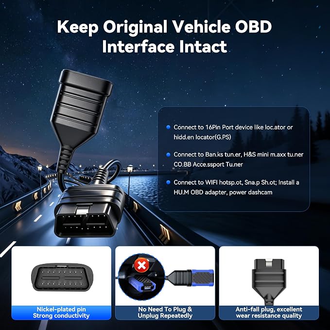MUCAR 632 AI Bidirectional Scan Tool + Universal 16 Pin Male to Female OBD2 Extension Cable