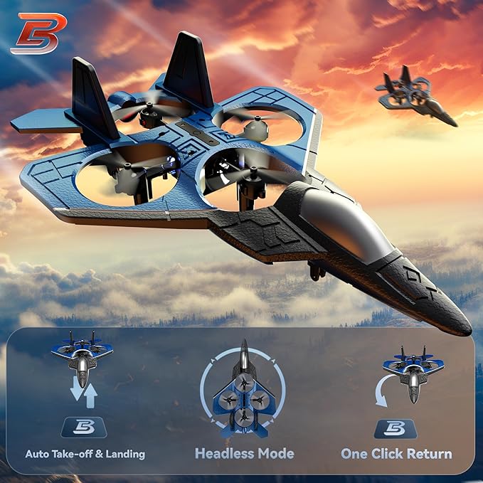 BEZGAR RC Plane丨Mini Drone, Remote Control Airplane for Adults & Kids, 360° Flip Fighter Jet Toys, Foam F22 Raptor Stunt Planes with 2 Batterys, Airplane Toy Gifts
