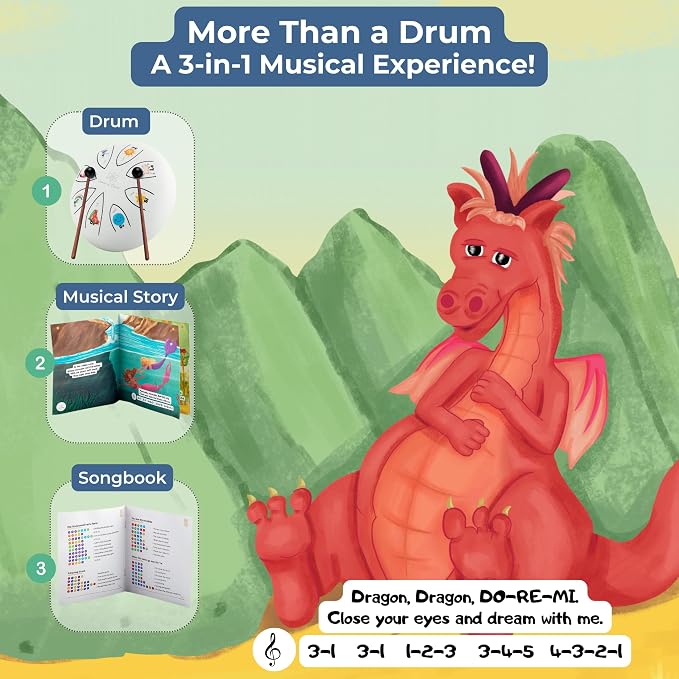Sounds Of Silence Steel Tongue Drum - Bedtime Story and Drum - Dylan's Dream Drum Musical Gift for Children - Tongue Drum for Kids - Calming Drum, DDD-01