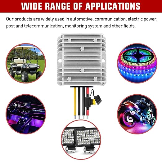 Nilight 48V to 12V Voltage Converter 240W 20A Regulator Step Down to 12VDC Waterproof DC Convert Reducer Power Supply Transformer Module for Golf Cart Scooters Trucks