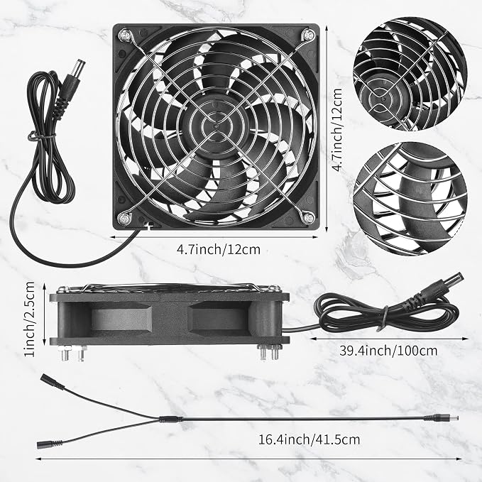 Riakrum 20W 16V Solar Panel Exhaust Fan Kit USB Portable Solar Powered Fan Summer Outdoor Waterproof Ventilator Fan for Chicken Coops, Greenhouses, Camping Exhaust (1 Set)