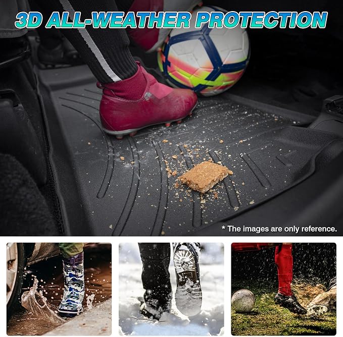 T TGBROS Floor Mats Custom Fit for 2015-2021 Ford Transit 150/250/350/350HD (No Transit Connect) Front Row All Weather TPE Floor Liners Non-Slip Black 1PCS