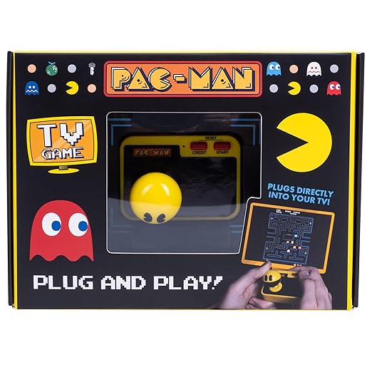 Pac-Man Plug & Play – Retro Gaming Console with Wireless Controller & Classic PAC-MAN Gameplay, Retro TV Game Console – HDMI Arcade Gaming System Plug-and-Play TV Arcade Game for All Ages.