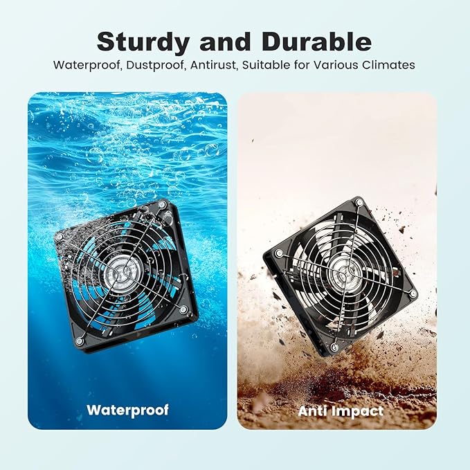 New 5.5" Solar Chicken Coop Fan 3 Kit, 35W Solar Powered Exhaust and Intake Greenhouse Fan Outdoor Waterproof, 16.5ft Cord, Strong Airflow, for Shed Air Circulation and Ventilation, No Battery