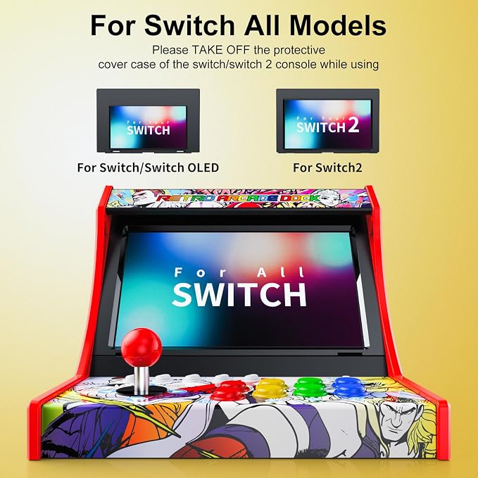Retro Arcade Machine for Switch/OLED/Switch 2 with Chat C Button ,Red(Screen Not Included)
