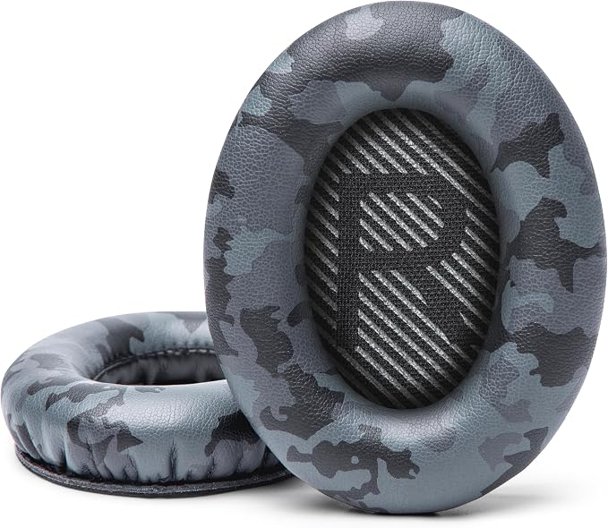 WC Wicked Cushions Upgraded Replacement Ear Pads for Bose QC35 & QC35ii (QuietComfort 35) Headphones & More - Softer Leather, Luxurious Memory Foam, Added Thickness, Extra Durability | Black Camo