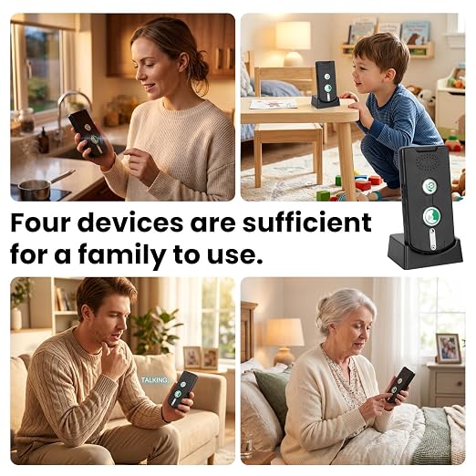 2 Way Intercoms Wireless for Home Office, with 5 Level Volume, Home Voice Bidirectional Caller Home, Portable Wireless Intercom System, with Charging Base, Elderly & Kids Room Communication