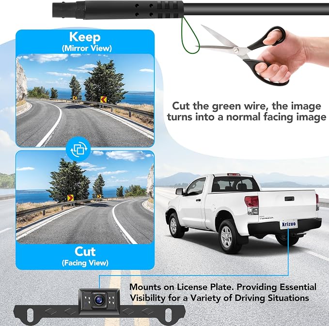 6.86 Inch Wired Backup Camera System with Monitor, 1080P HD Rearview Camera for Trucks Cars SUVs, IP69K Waterproof Reverse Cam, Enhanced Super Night Vision & 2-Channel Split Screen, Dual Bracket Mount