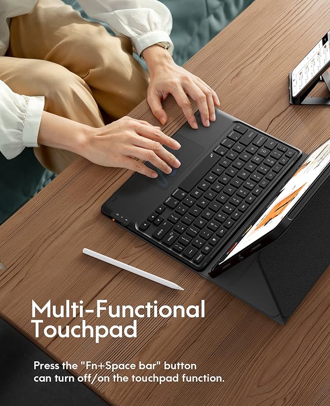CHESONA Compatible for iPad Air 11 Inch (M4 2026/M3 2025/M2 2024)&Air 5th/4th Generation Case with Keyboard, Multi-Touch Trackpad, Detachable Keyboard with 7-Color backlighting, (Black)