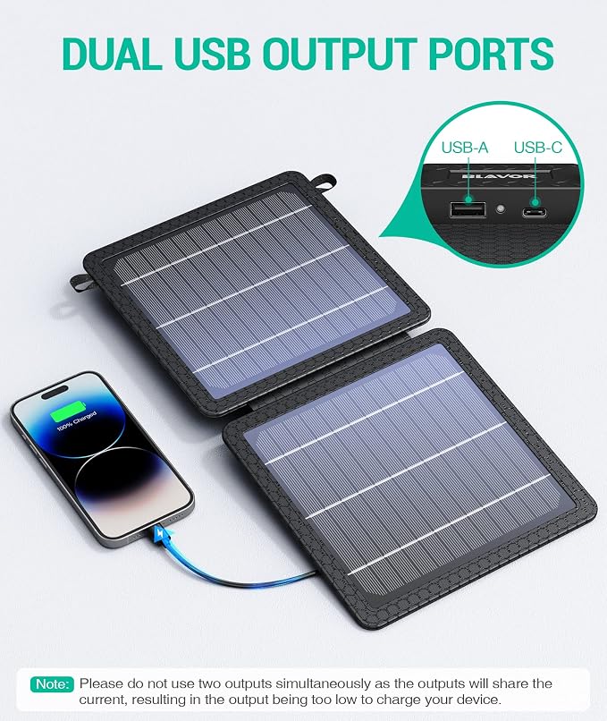BLAVOR 20,000mAh PD 18W Solar Charger Power Bank Foldable-Black Plus 10W Portable Solar Charger(5V/2A Max)