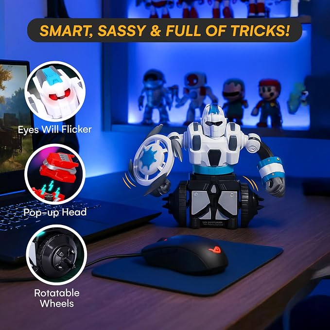 Top Race Remote Control Fighting Toy – 2-Pack Red & Blue RC Robots with Lights, Sounds & 360° Rotation – Interactive Intelligent Playset for Kids – Fun Remote-Controlled Battle Action
