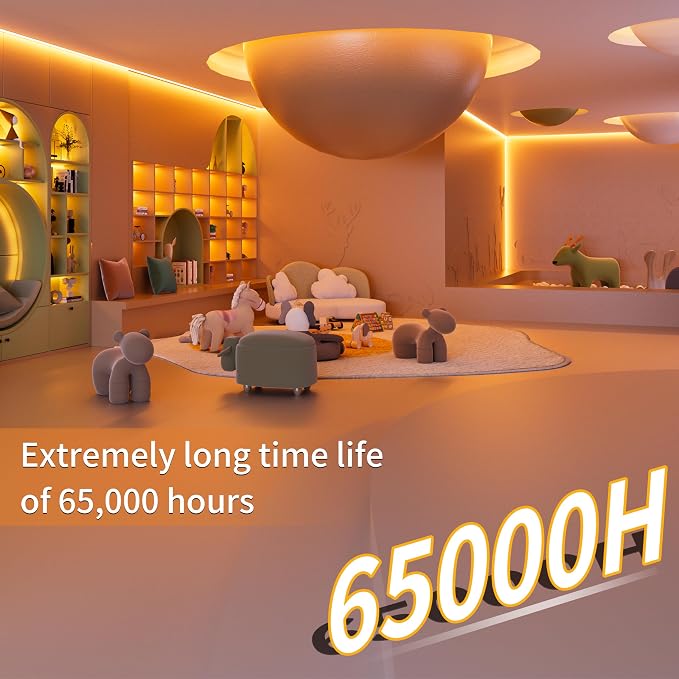 PAUTIX COB LED Strip Light,Amber LED Strip Lights 2000K,DC24V Dimmable 20ft/6.1m High Lumen Tape Light Kit for Cabinet,Painting,Bedroom,Kitchen,with RF Remote Timer Function